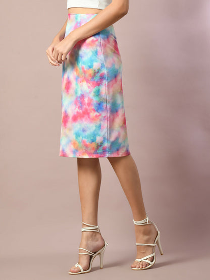 Myshka Women's Multi Printed Knee Length Party Embellished Skirts - Distacart
