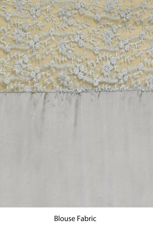 Grey Organza Satin Silk Floral Embroidered Festive Saree - Nimaya Denzy - Distacart