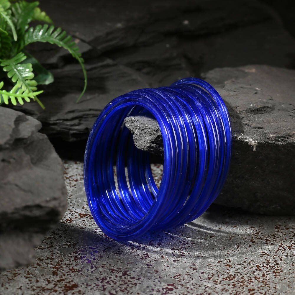 Afast Shining Blue Glass Party, Wedding, Daily Use Bangle Set, Pack Of 12 - Distacart