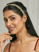 Thumbnail for Nuyug 22K Gold-Plated Kundan & Pearl Studded Matha Patti Head Jewellery