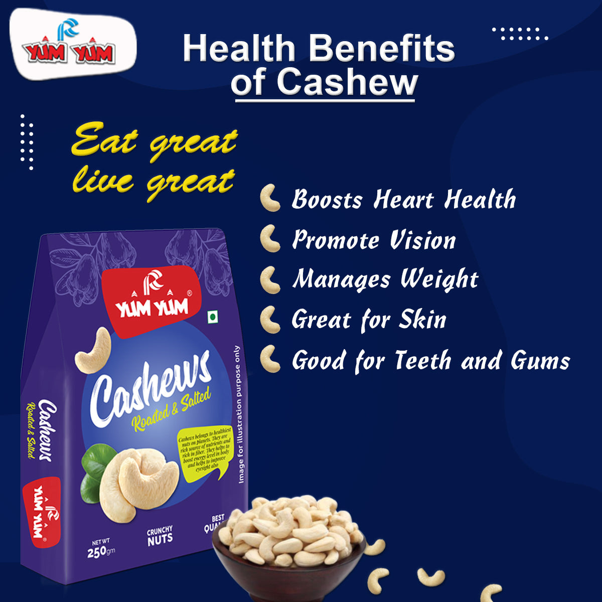 Yum Yum Roasted & Salted Cashews Box - Dista