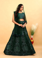 Thumbnail for Lehenga Mart Designer Wedding Lehenga Choli For Women - Green - Distacart