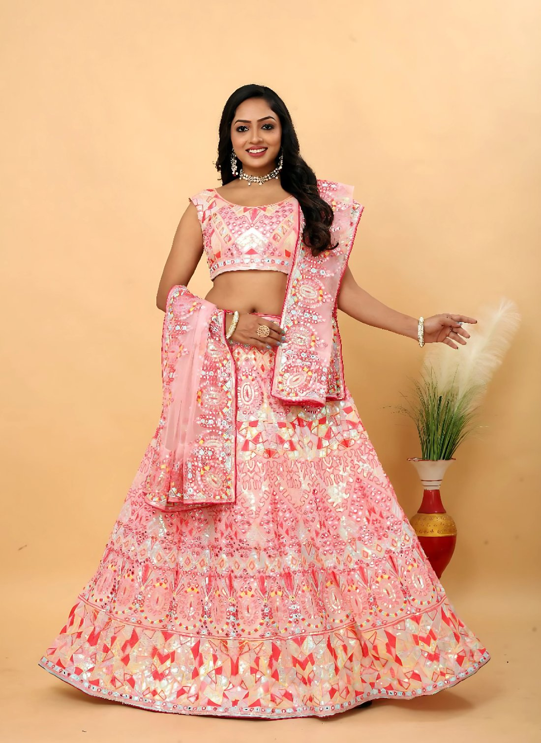 Lehenga Mart Designer Wedding Lehenga Choli For Women - Pink - Distacart