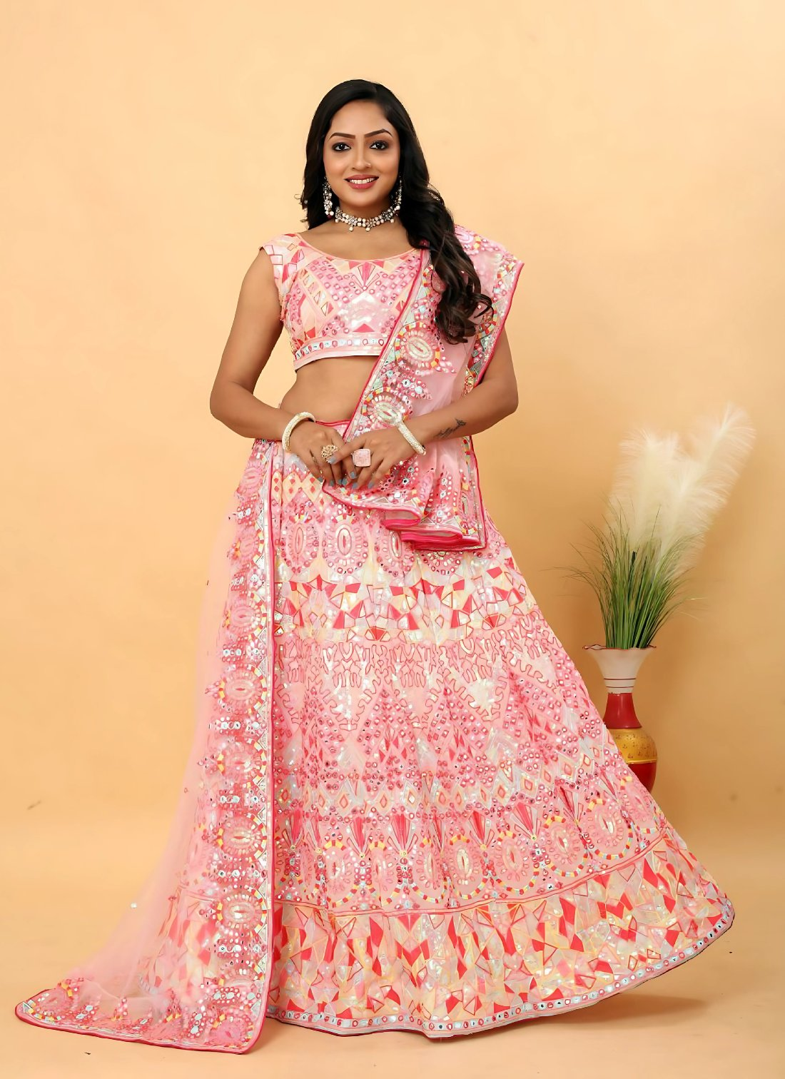 Lehenga Mart Designer Wedding Lehenga Choli For Women - Pink - Distacart