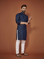 Thumbnail for Anaita Navy Blue Embroidered Cotton Straight Kurta - Distacart