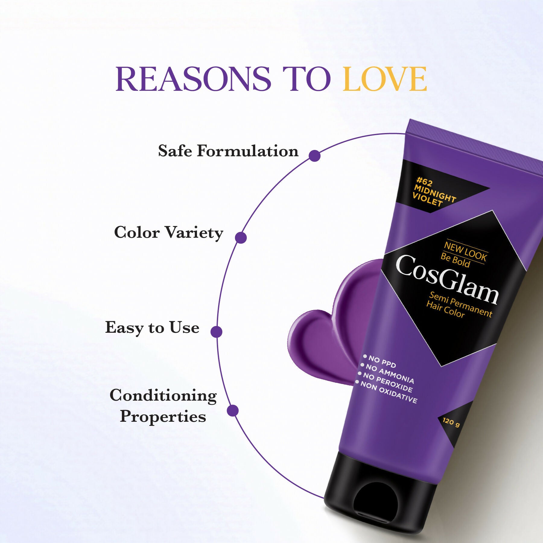 Cosglam Semi Permanent Hair Color for Women & Men (#62 Midnight Violet) - Distacart