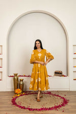 Thumbnail for Joban Fashion Mustard Yellow Tie & Dye Cotton Dress - Distacart