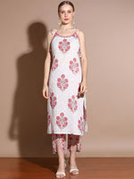 Thumbnail for Anouk Floral Printed Regular Pure Cotton Straight Kurta with Trousers