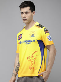 Thumbnail for playR Men Sports Printed Polo Collar Dri-FIT CSK Fan 7 Dhoni T-shirt IPL, T20 - Distacart