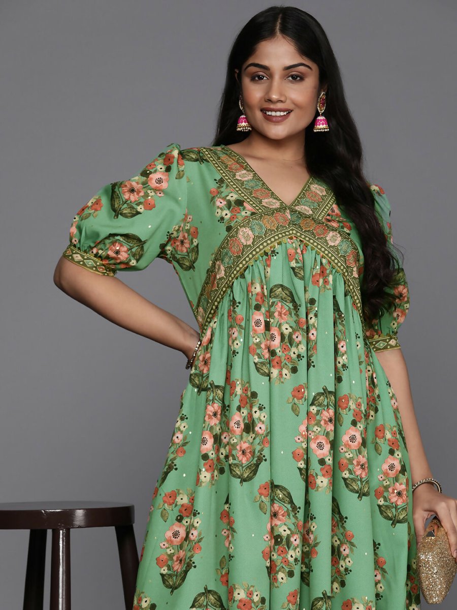 Ahalyaa Women's Traditional wear Ethnic Dress - Green - Distacart