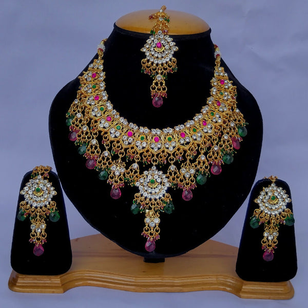 Joban Fashion Hand Made High Quality Gold Plated Base Metal Alloy Kundan Stone Studded Kundan Jewellery Set - Distacart