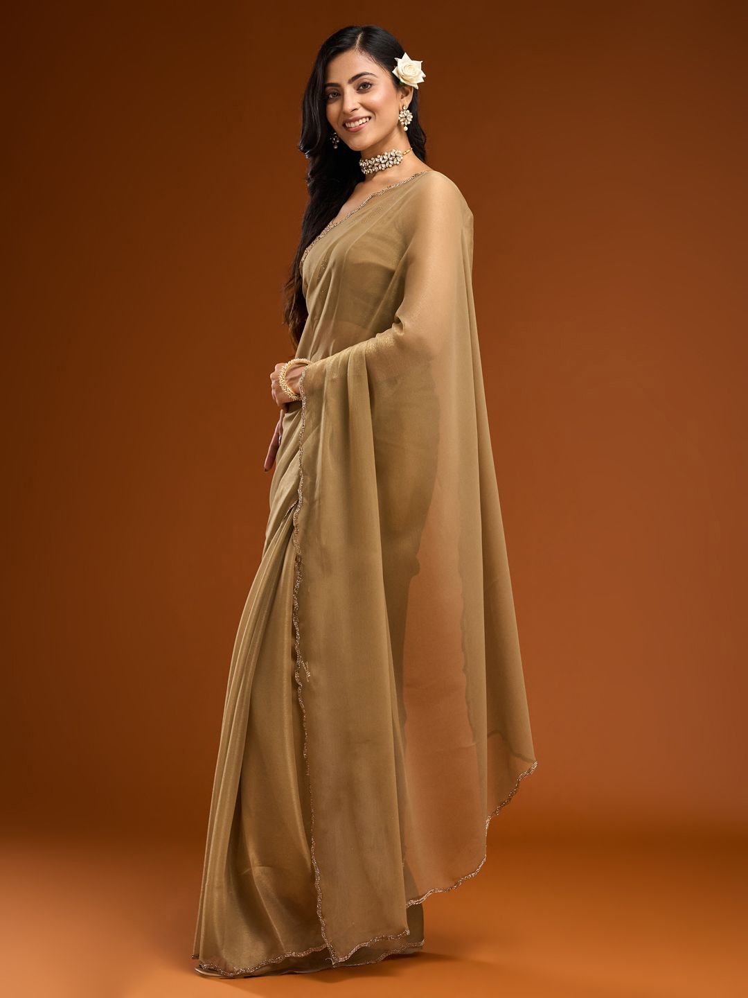 kasee Beads and Stones Embellished Saree - Distacart