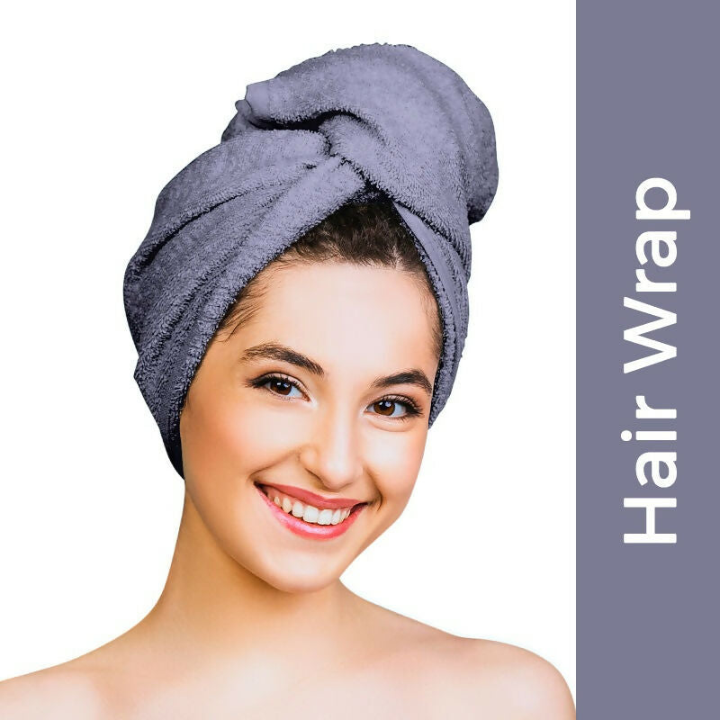 Nykaa Naturals Microfiber Hair Wrap for Frizz Free & Shiny Hair - Grey - Distacart