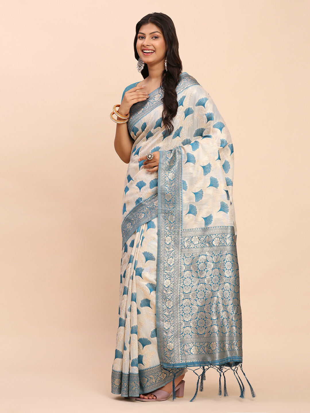Astita Linen Cotton Sky Blue Saree