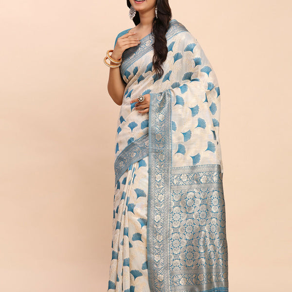 Astita Linen Cotton Sky Blue Saree