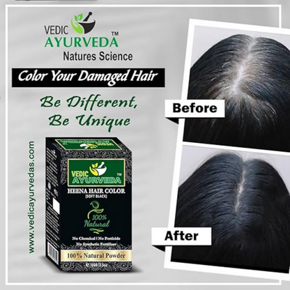 VedicAyurveda Natural Henna hair color Soft Black - Dista