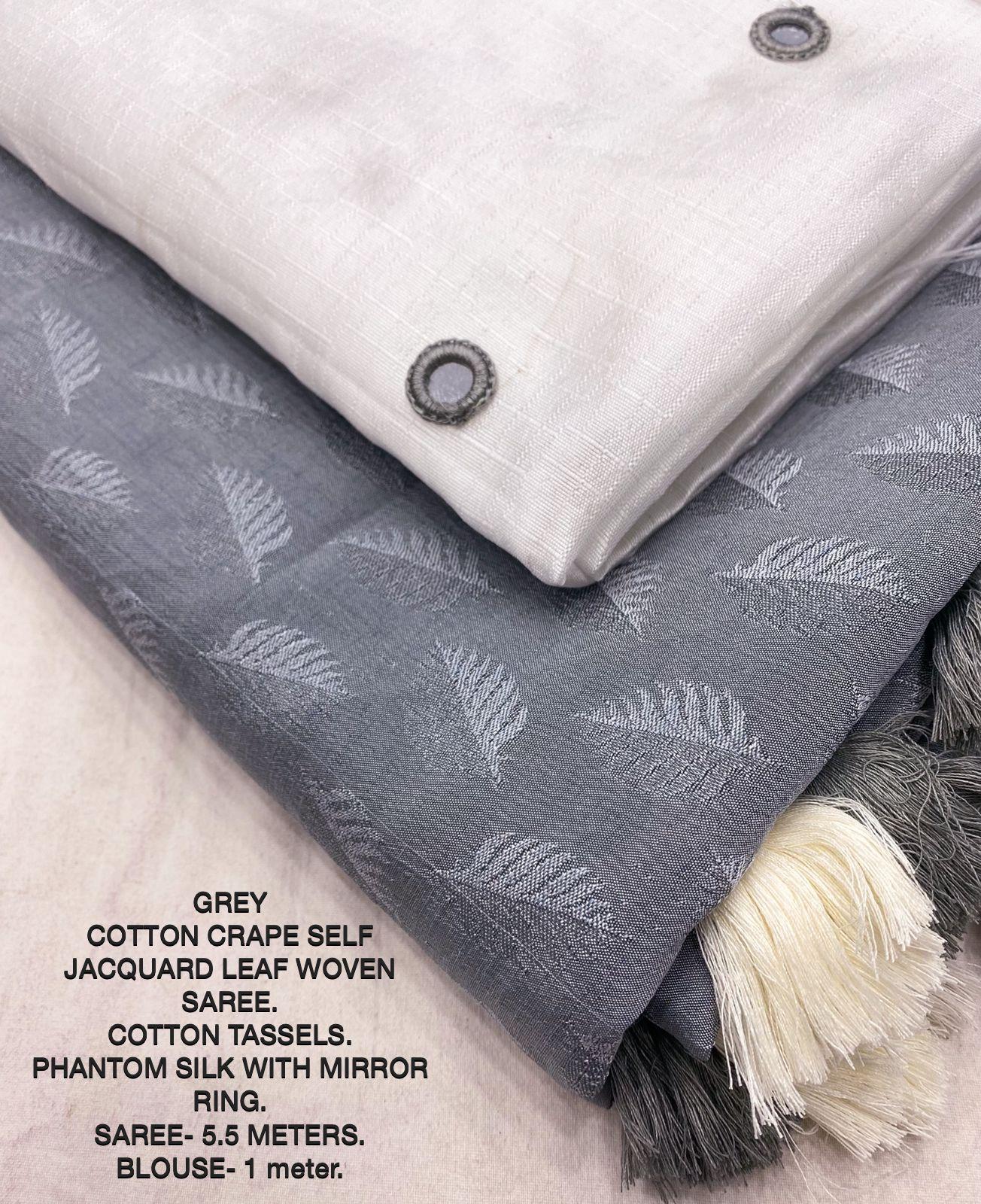 Grey Poly Georgette Woven Design Saree with Unstitched Blouse - Hiral Fashion - Distacart