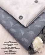 Thumbnail for Grey Poly Georgette Woven Design Saree with Unstitched Blouse - Hiral Fashion - Distacart