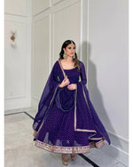 Thumbnail for Teeya Creation Purple Color Bandhani Print With Embroidery Work Functional Wear Gown