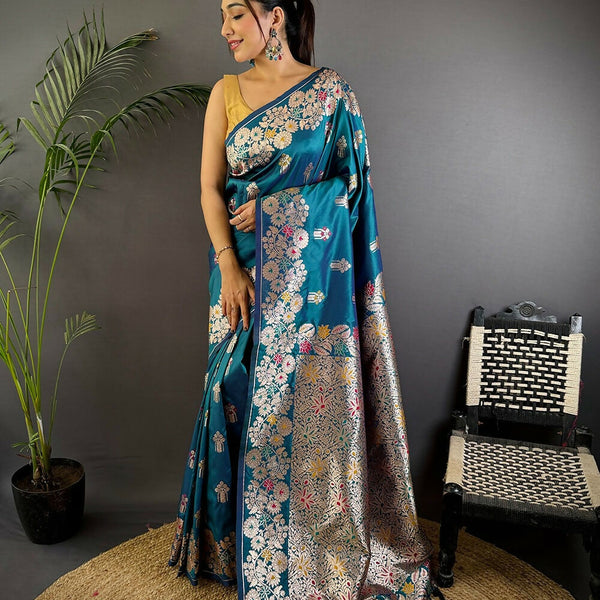 Joban Fashion Meenakari Royal Blue Woven Soft Silk Saree - Distacart