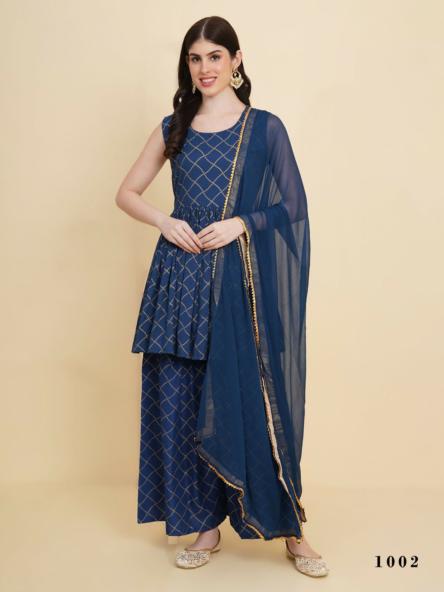 Designer Stylish Blue cotton Stitched Suit With Dupatta - Tanisha - Distacart