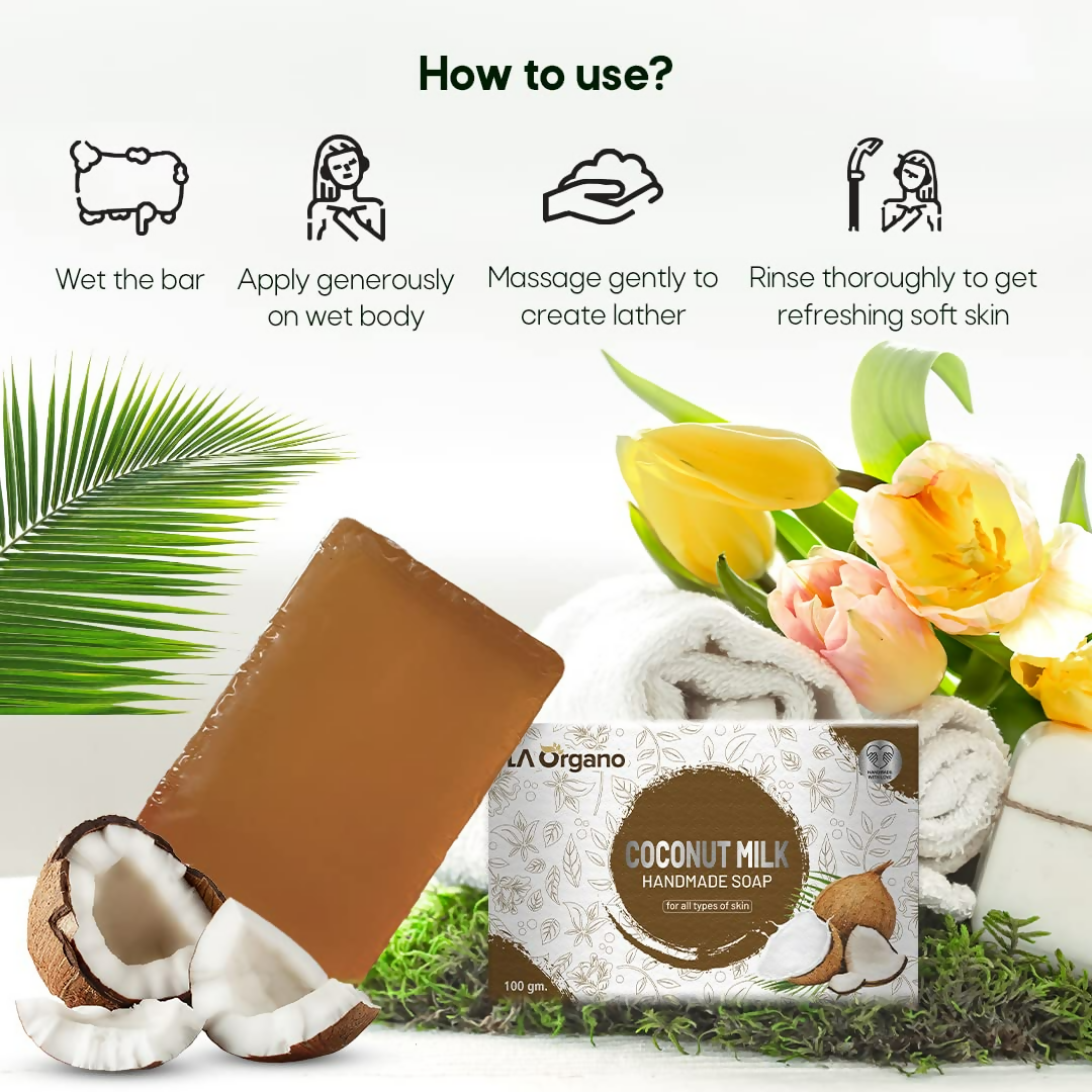 LA Organo Coconut Milk Handmade Natural Bath Soap - Distacart
