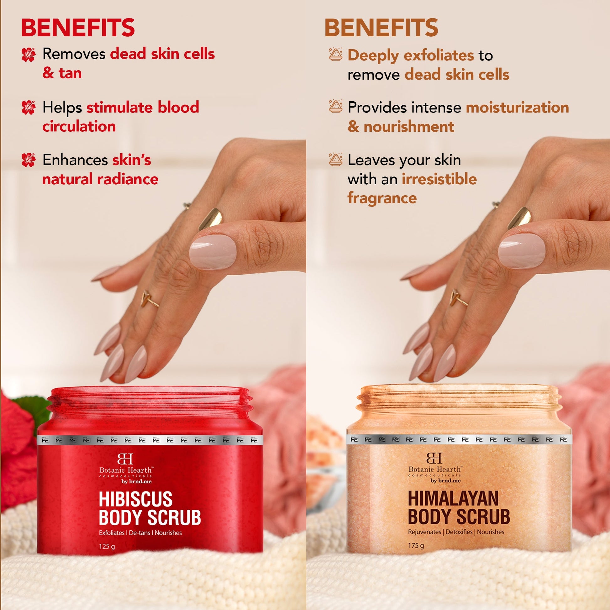 Botanic Hearth Deep Exfoliation Combo - Himalayan & Hibiscus Body Scrubs - Distacart