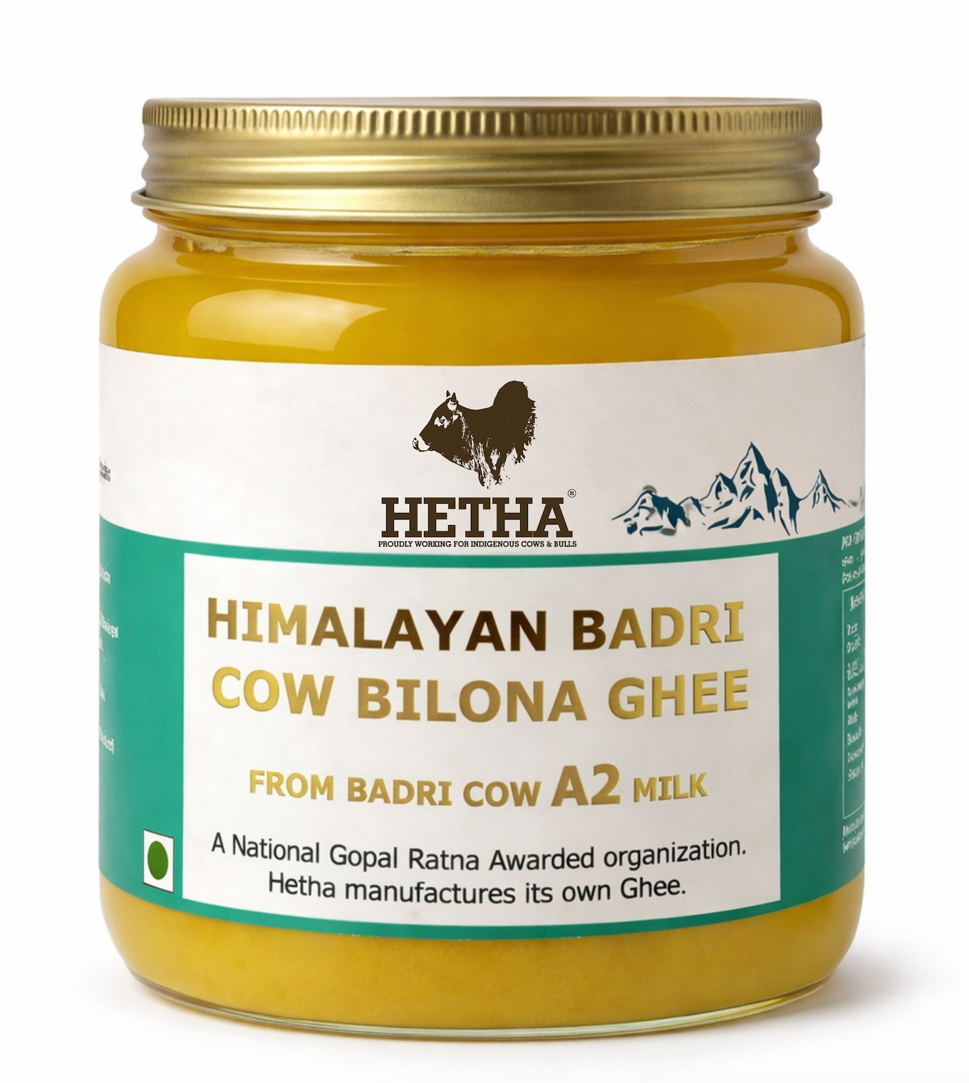 Hetha Himalayan Badri Cow A2 cultured Bilona Ghee / A2 Ghee | Organic and Pure Cow Ghee | Made From Grass Fed A2 Cow's Milk - Dista
