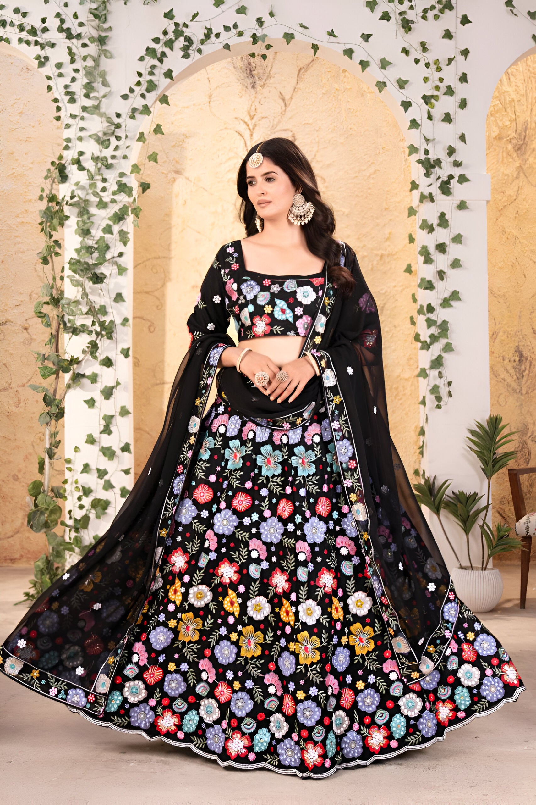 Lehenga Mart Designer Bollywood Style Wedding Wear Lehenga Choli - Black - Distacart