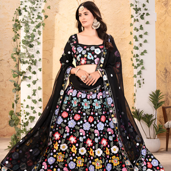 Lehenga Mart Designer Bollywood Style Wedding Wear Lehenga Choli - Black - Distacart