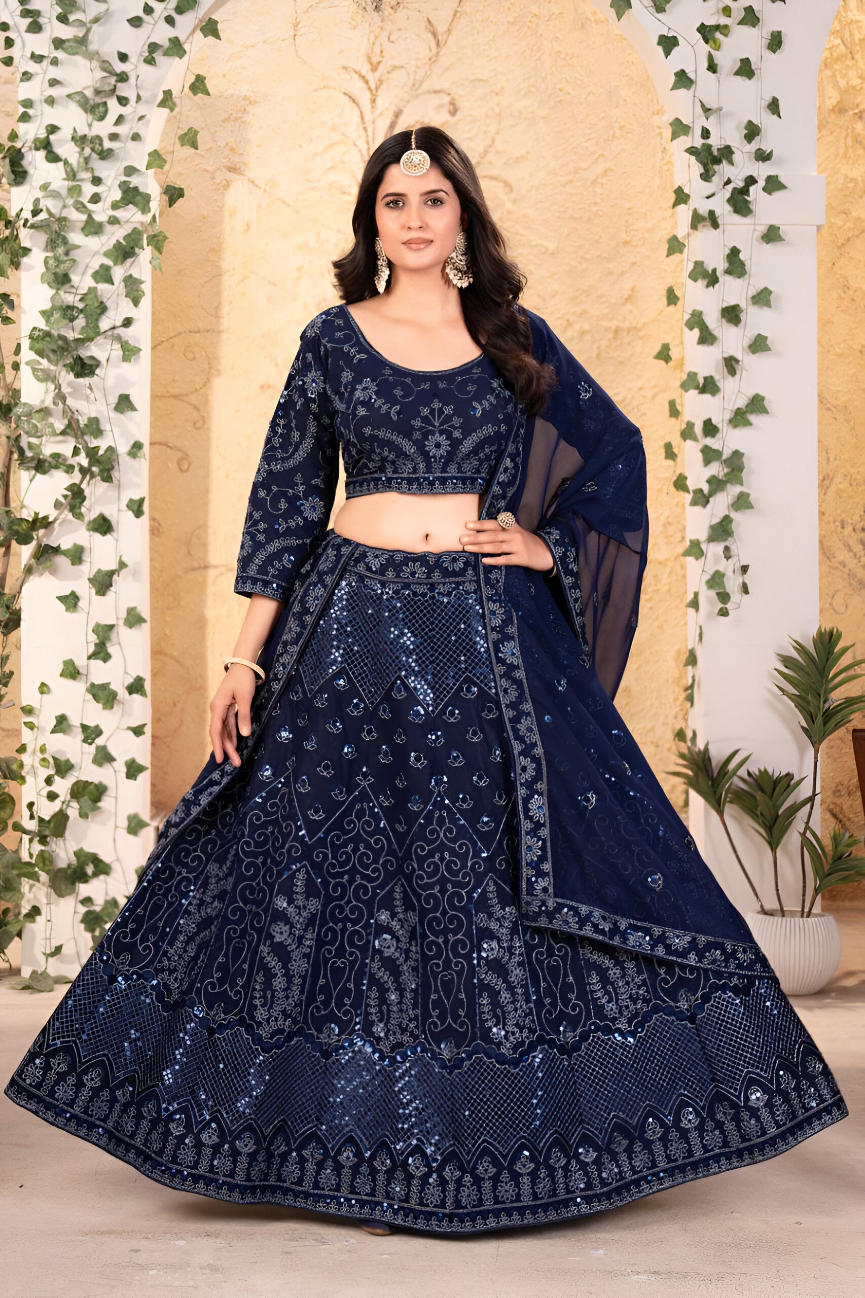 Lehenga Mart Designer Bollywood Style Wedding Wear Lehenga Choli - Blue - Distacart