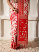 Thumbnail for Astita Linen Cotton Red & White Saree