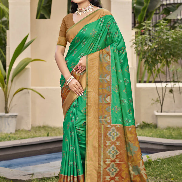 Astita Pochampalli Silk Brown Saree