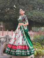 Thumbnail for Preksha Creation Tusser Silk With Ajarakh Prints Women Lehenga Choli - Green - Distacart