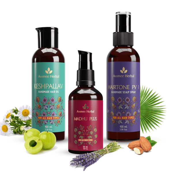 Avimee Herbal Anti-Hair Fall Kit - Oil, Scalp Spray, and Serum, Controls Hair Fall and Nourishes Hair Root - Distacart