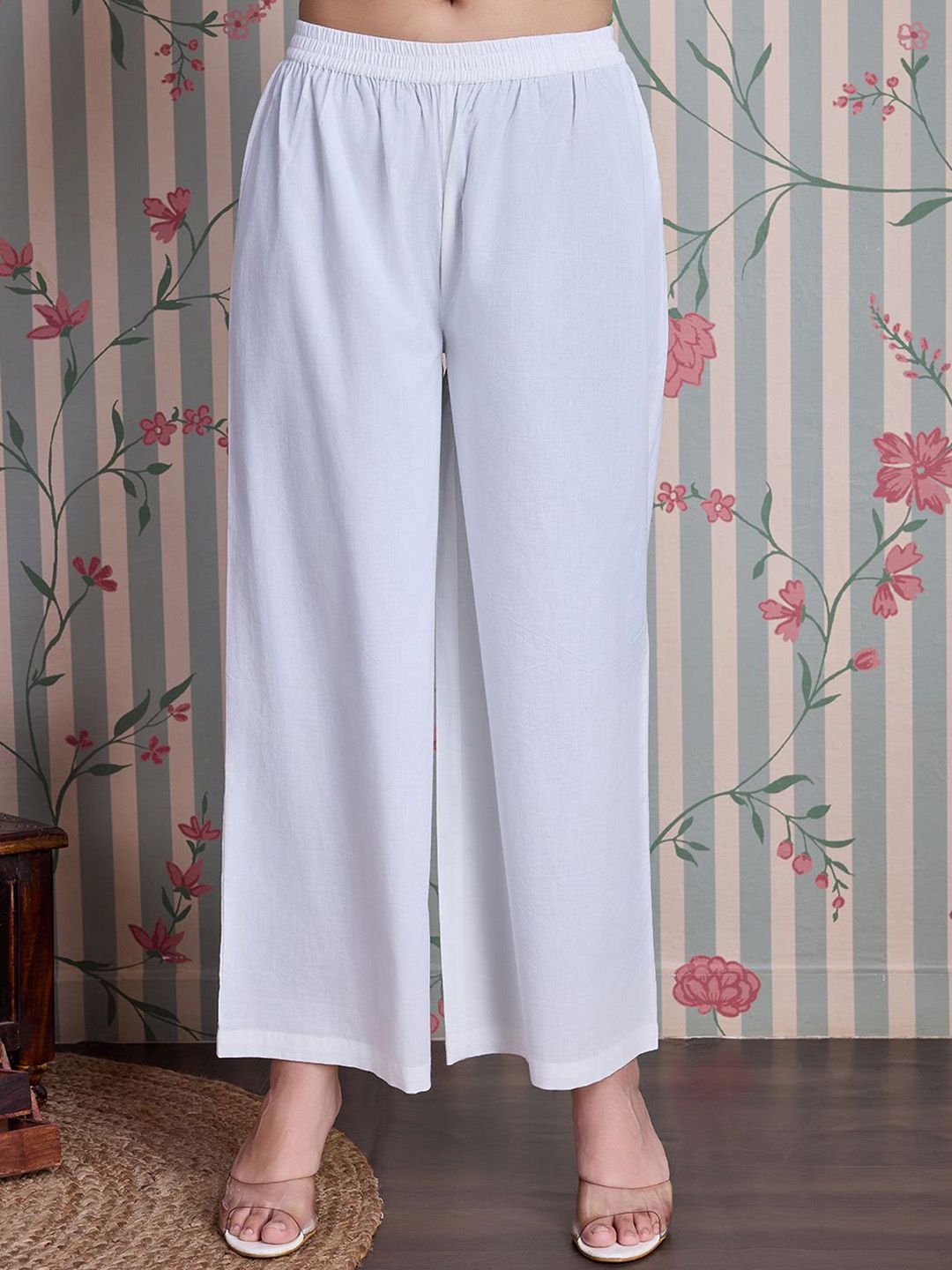 Ode by House of Pataudi Ethnic Motifs Printed Pure Cotton Straight Kurta with Palazzos - Distacart