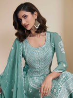 Thumbnail for Anaita Green Chinon Embroidered Thread Work Stitched Salwar Suit - Distacart