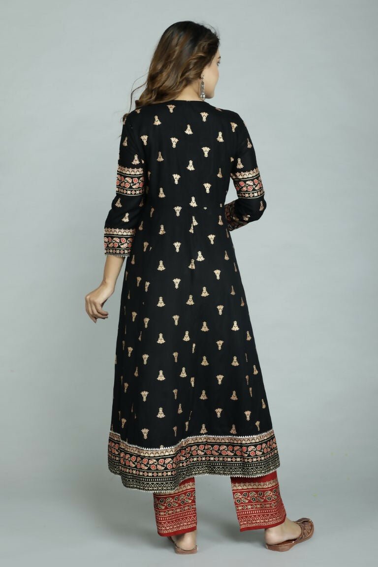 Alvano Alvano Women's Stylish Rayon Anarkali Kurta with Pant and Dupatta Set - Distacart