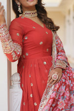 Thumbnail for Joban Fashion Orange Georgette Sequence Embroidery Work Kurta Set