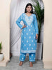 Miravan Womens Blue Embroidered Kurta With Palazzo - Distacart