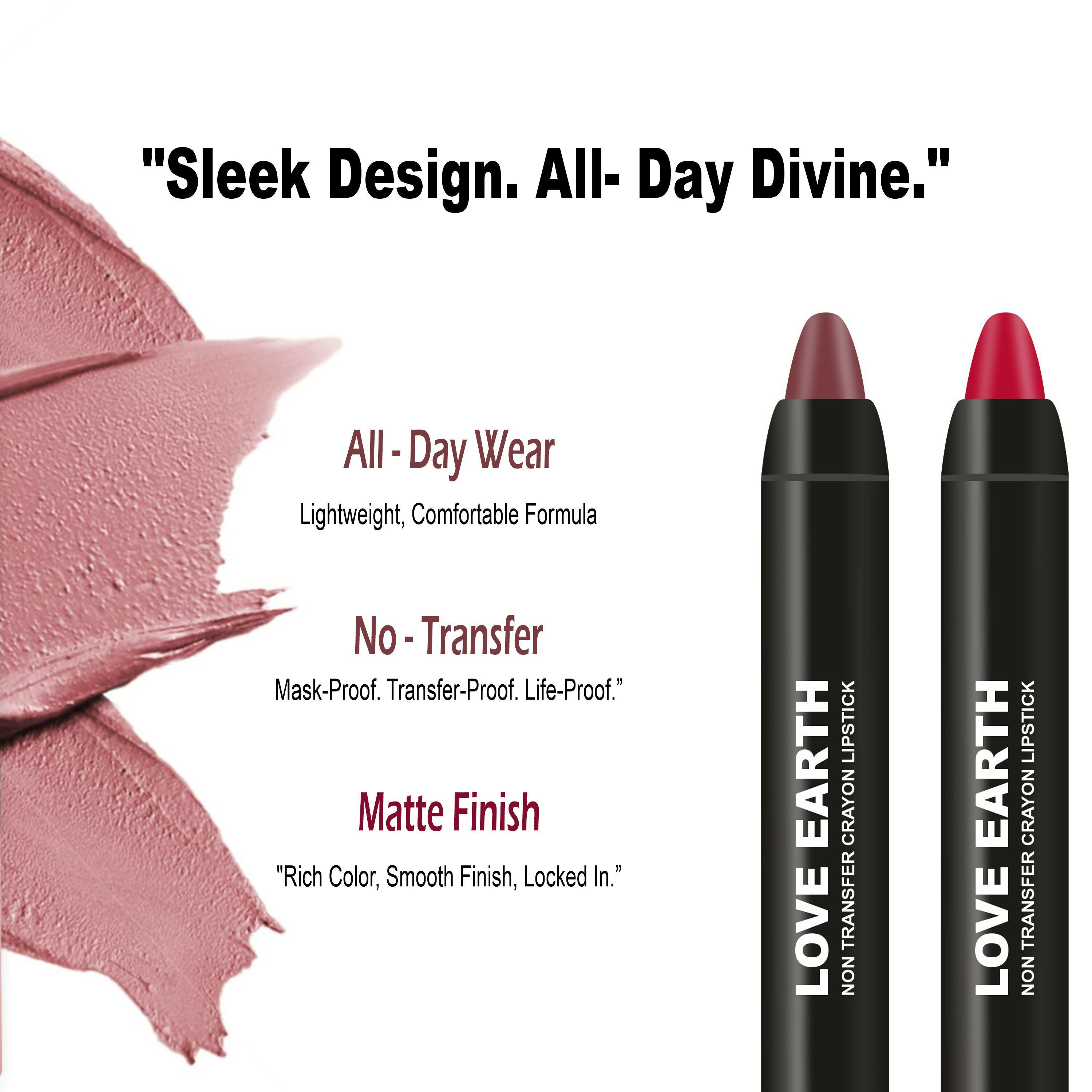 Love Earth Lip Crayon Non-Transfer Lipstick - Deeps - Distacart