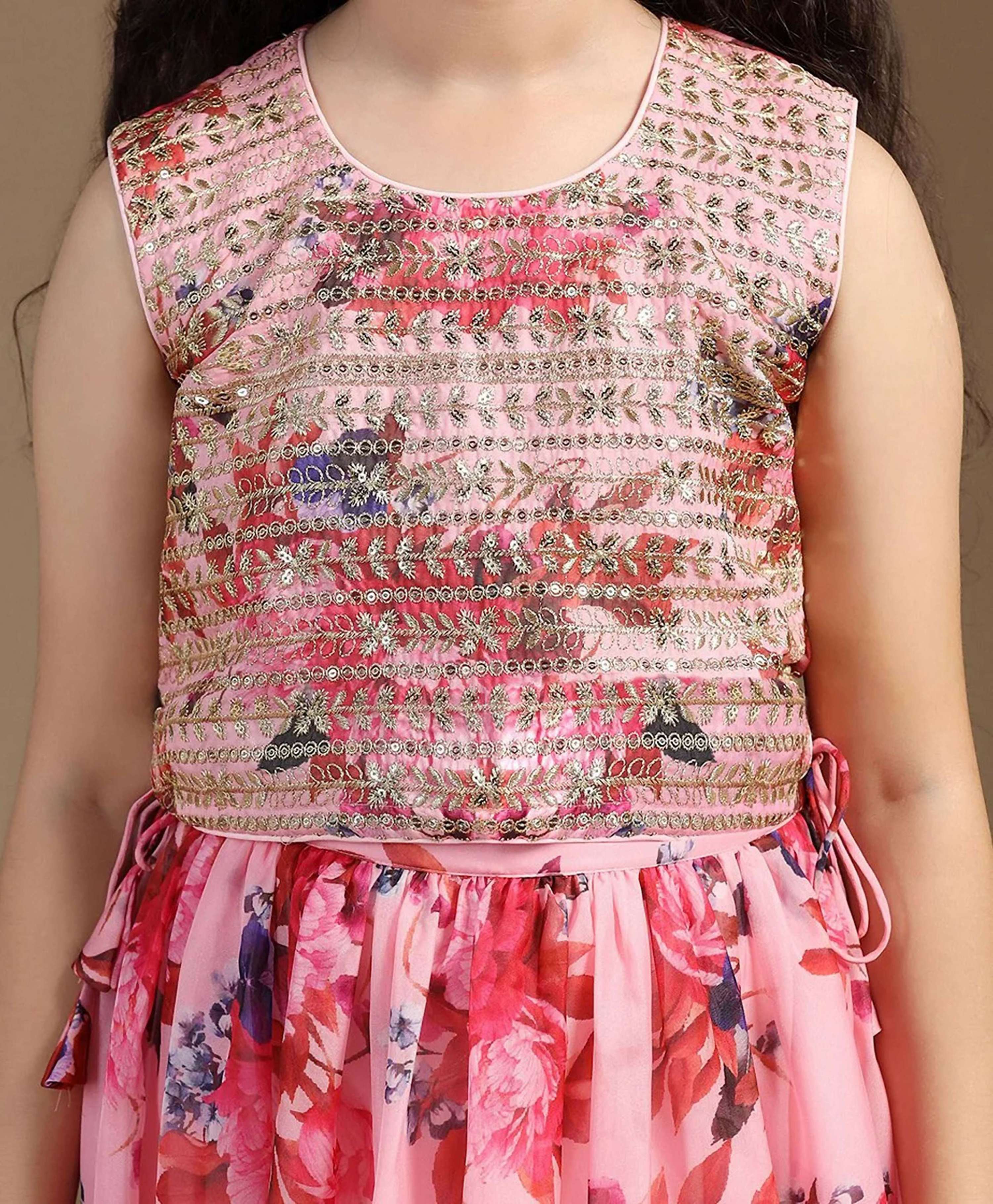 Joban Fashion Girl's Peach Color Lehenga Choli