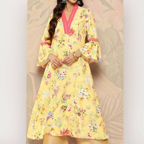 Ahalyaa Women's Traditional wear Kurta - Yellow - Distacart