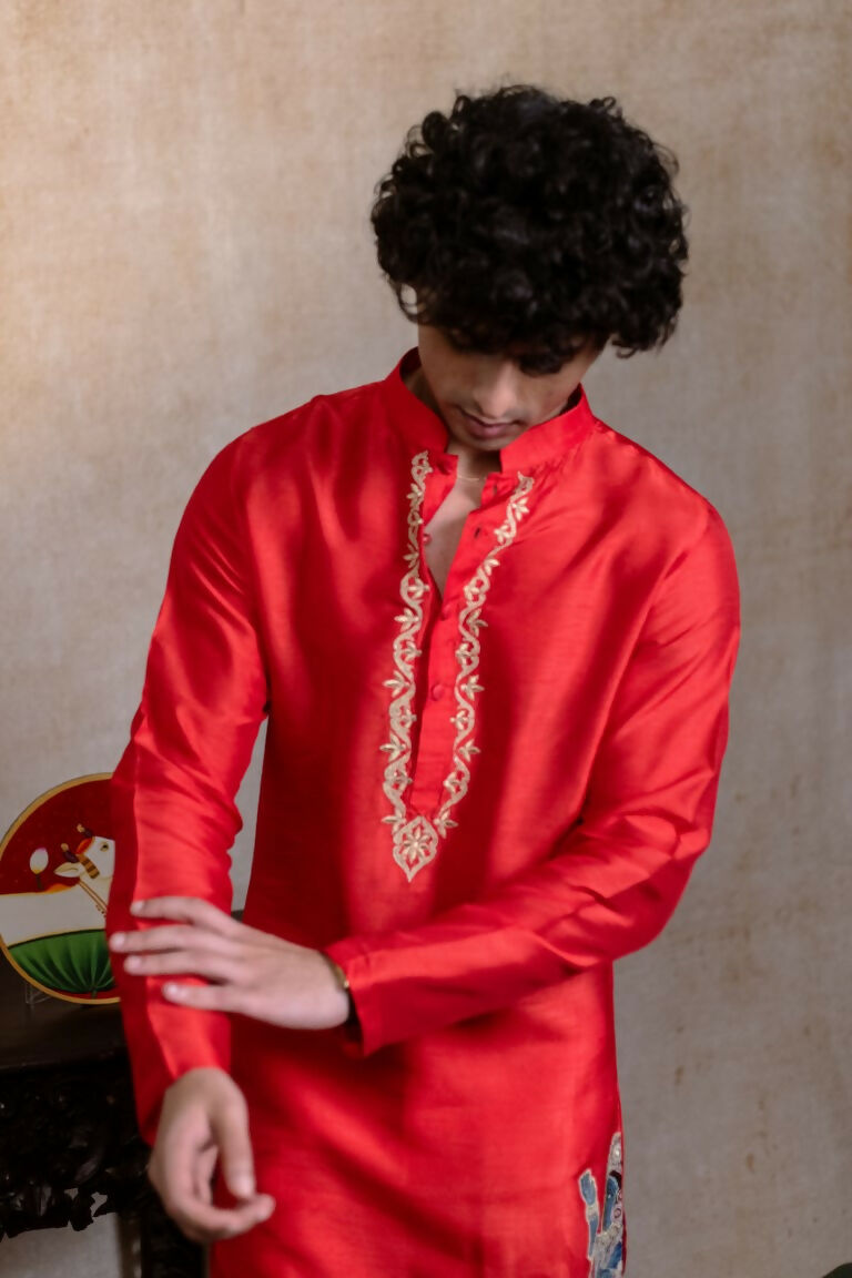 Falling Raw Silk Red Padma Gopala By Hilo Design - Distacart