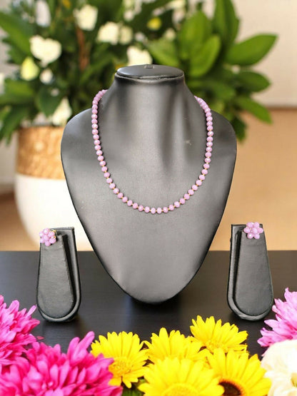 Inhanns Crystal Bloom – Single Line Necklace + Studs - Purple Type - Distacart