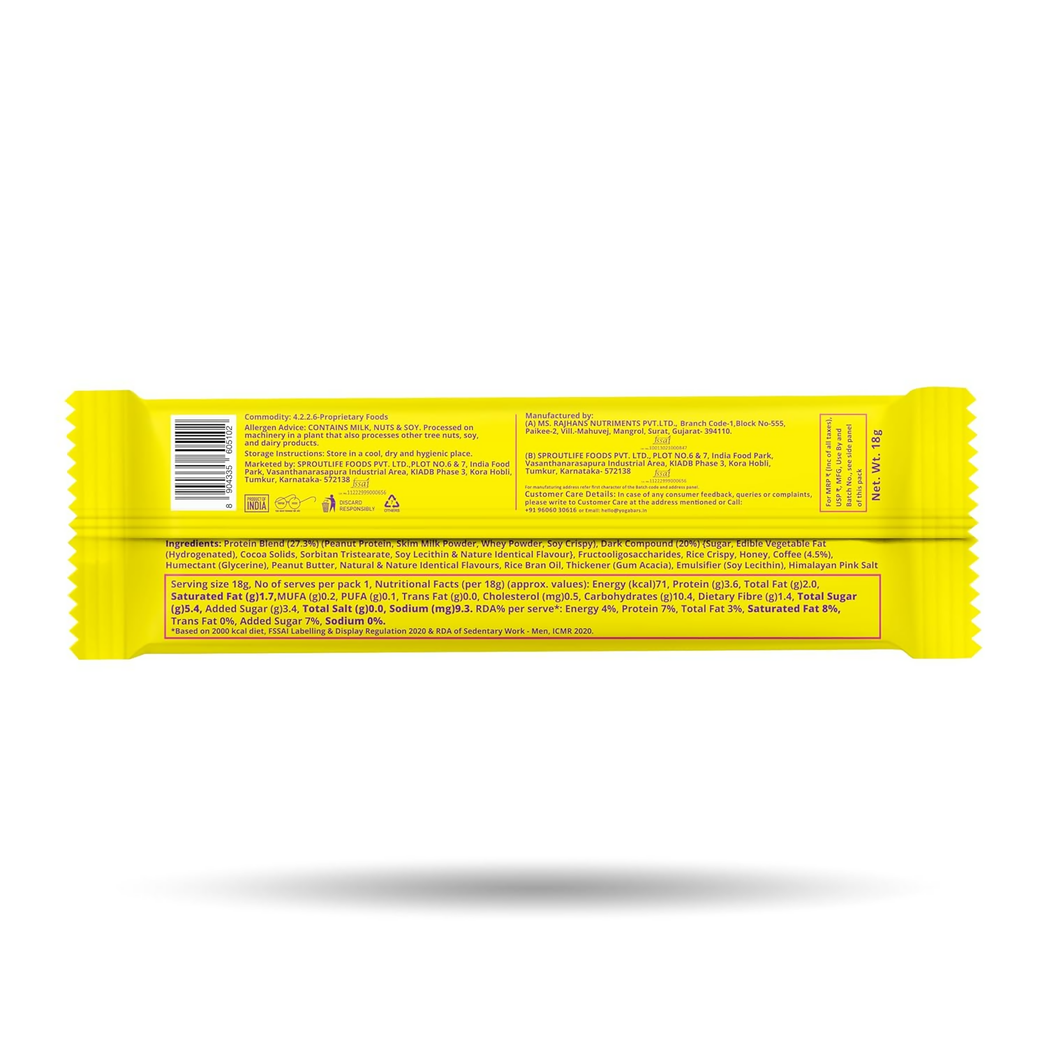 Yoga Bar Protein Minis, 4g Protein Bar (Coffee Crush) - Distacart