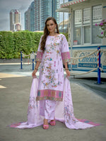 Thumbnail for Joban Fashion Purple Position Digital Print With Position Foil Kurta Set