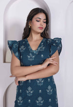 Thumbnail for Miravan Women Empire Waist Blue Mini Length Dress - Dista