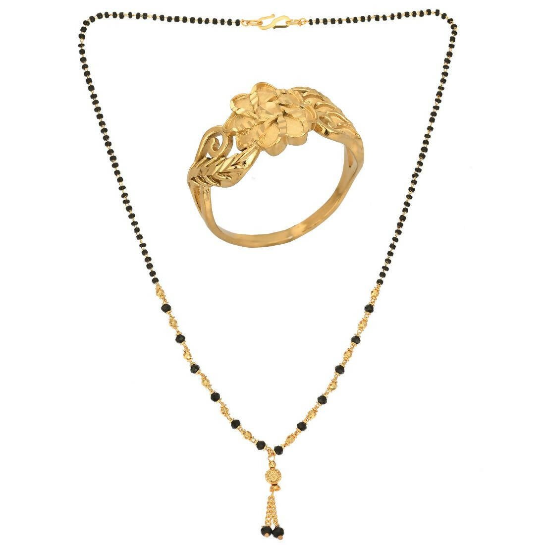 AanyaCentric Gold-plated Mangalsutra & Ring Set - Distacart