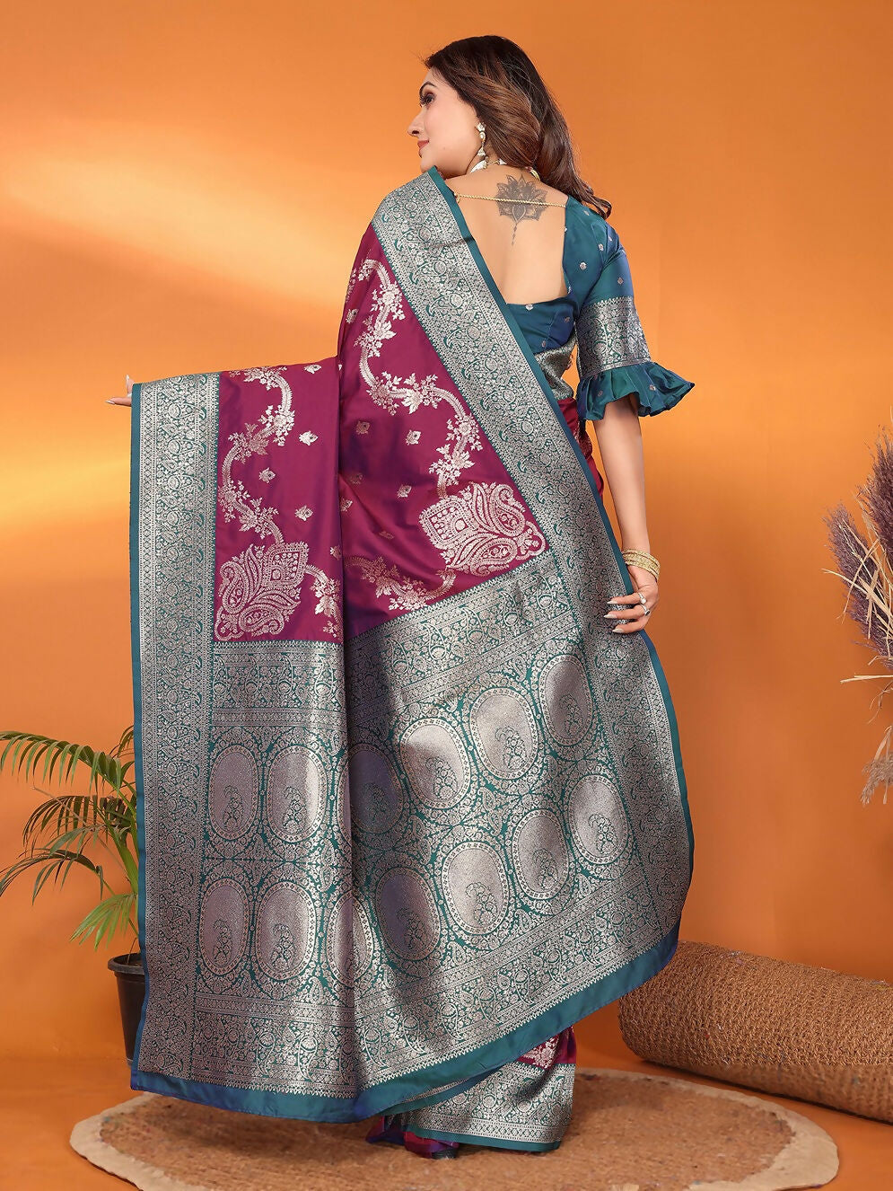 Joban Fashion Banarasi Purple Woven Soft Silk Saree